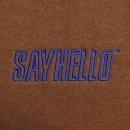 SAYHELLO : Flame Logo Embroidery Pigment Dyed Hoodie